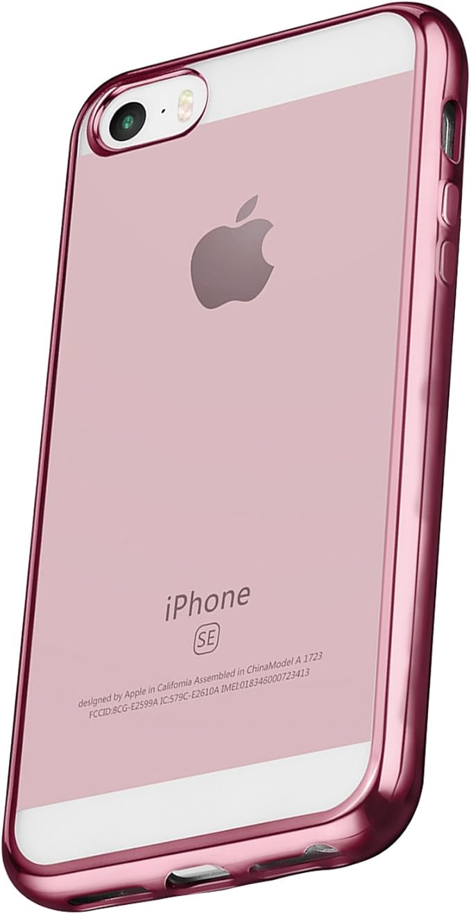 手机壳 透明壳 苹果5保护壳 手机套 电镀tpu软壳 玫瑰金